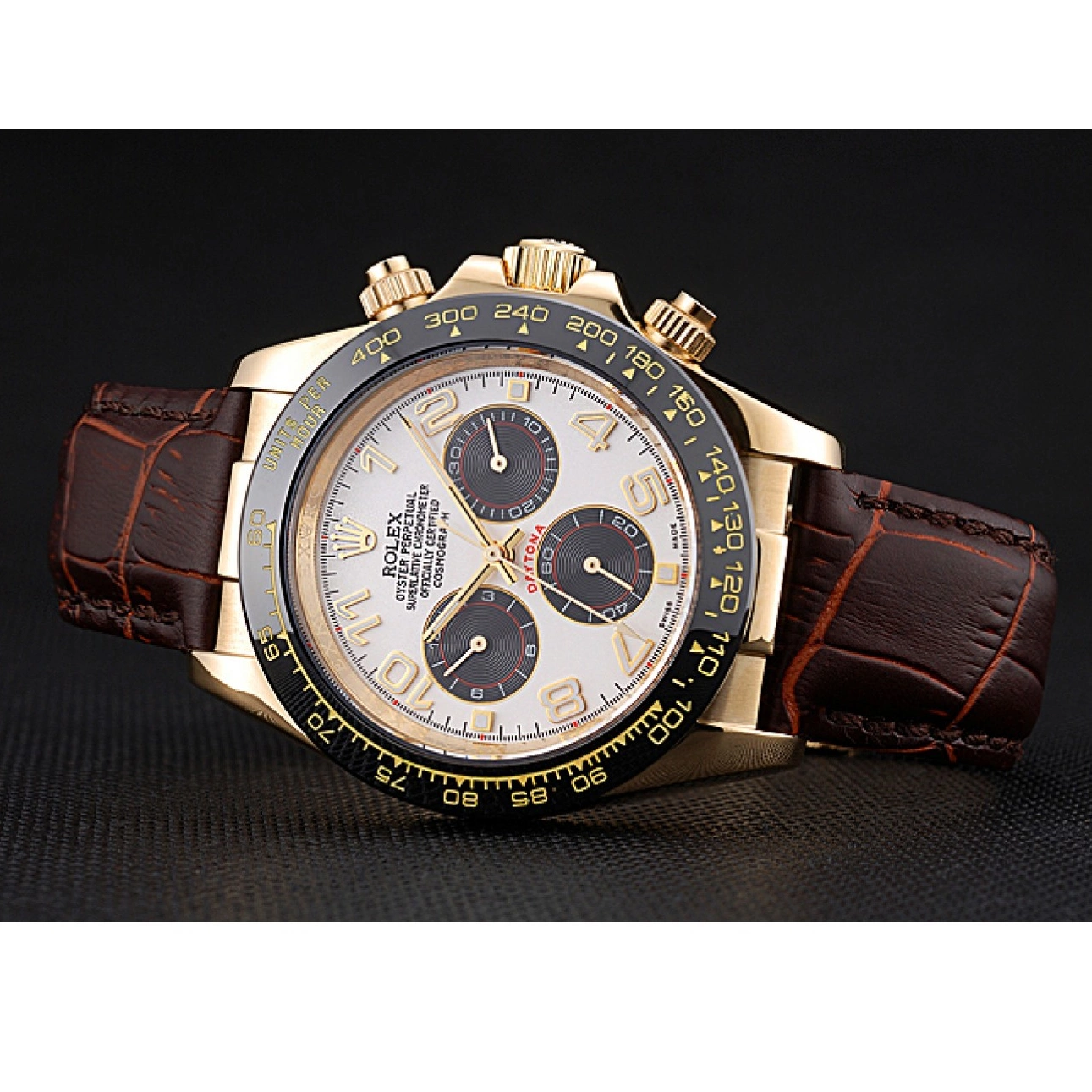 Aaa replica watch Subdials Leather 622634 Bracelet Case Rolex Gold Black Cosmograph Brown Daytona 0731